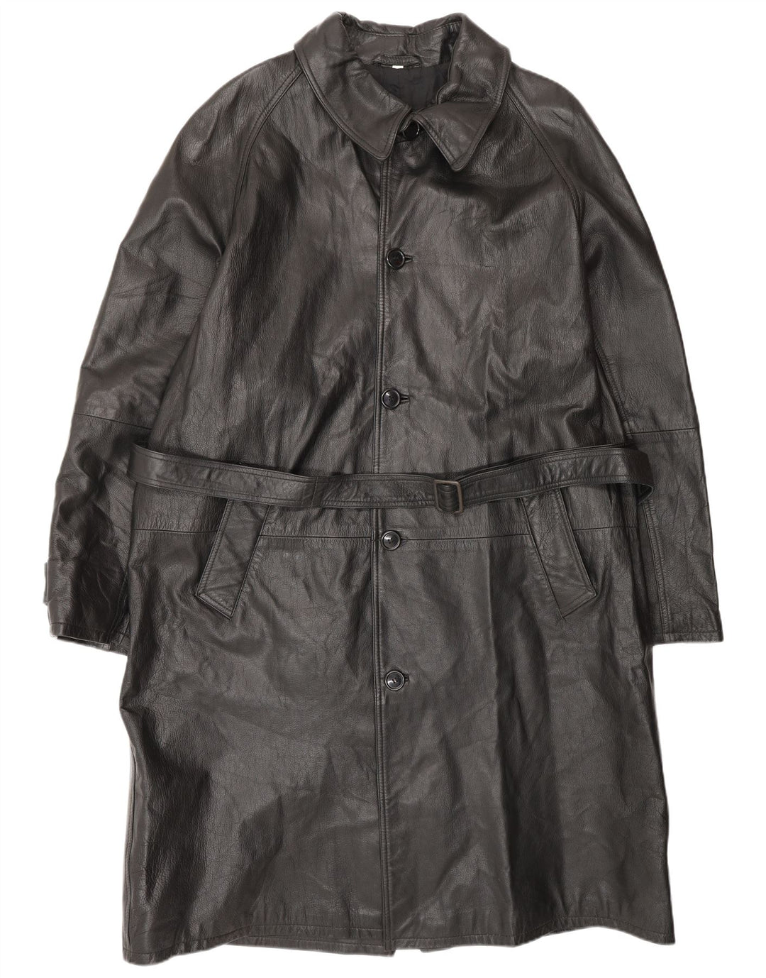 Męski płaszcz skórzany VINTAGE IT 52 XL Czarna skóra