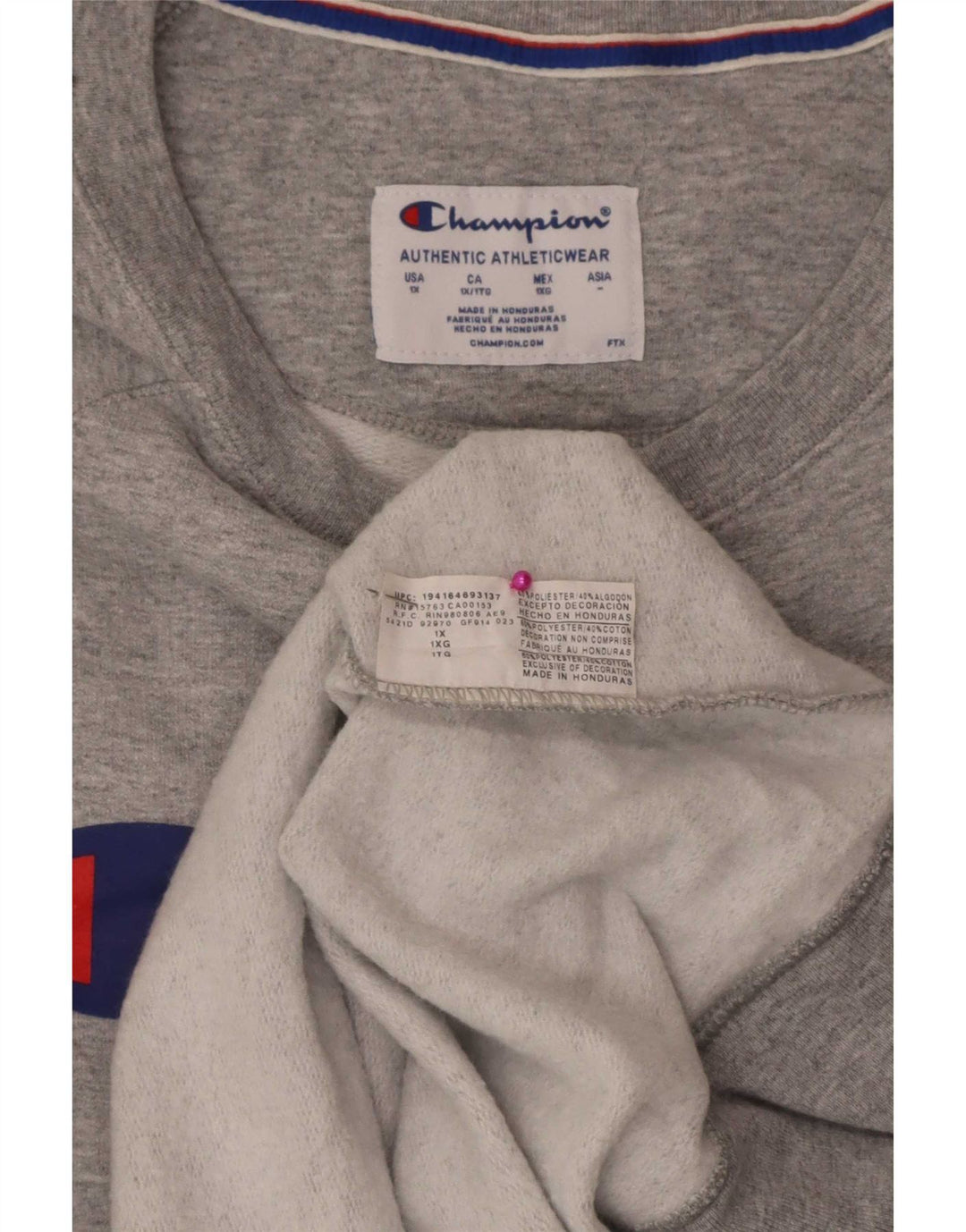 Męski sweter z grafiką Champion XL, szary, poliester