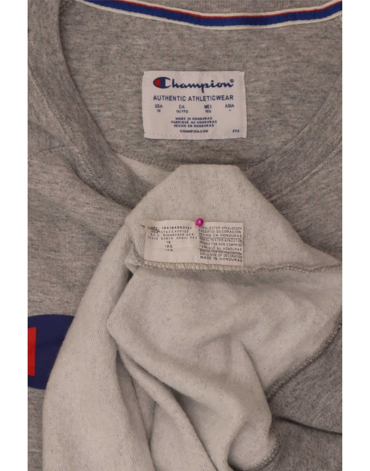 Męski sweter z grafiką Champion XL, szary, poliester