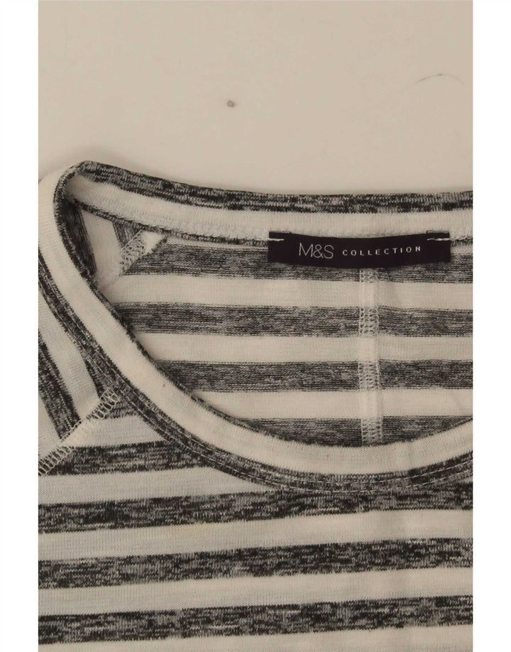 Marks & Spencer Damski top z rękawem 3/4, UK 16, duże, białe paski