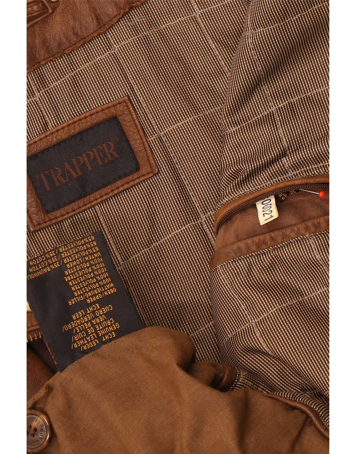 Kurtka skórzana męska Trapper UK 50 5XL brązowa