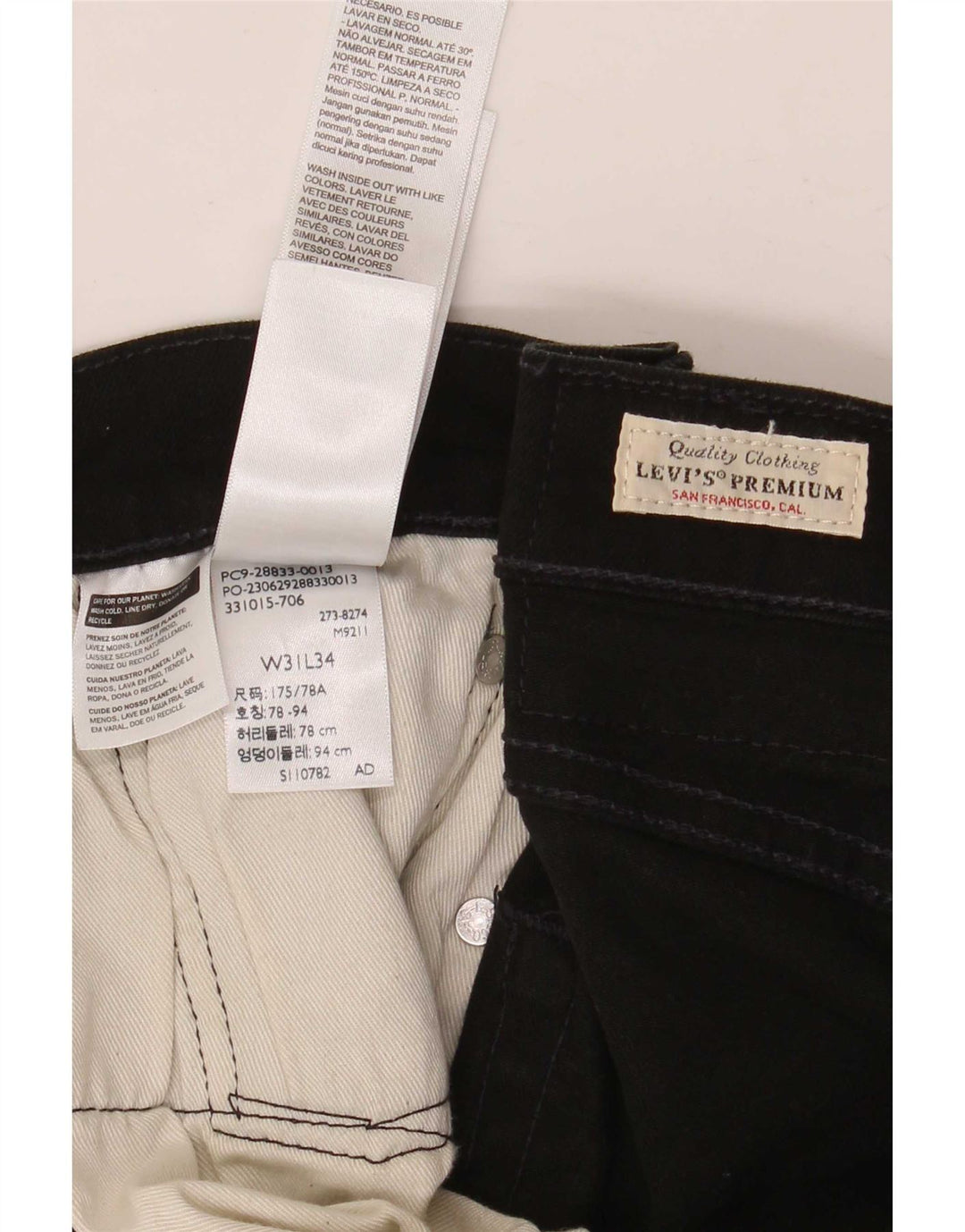 Męskie jeansy Levi's 514, proste, W31 L24, czarne, bawełniane