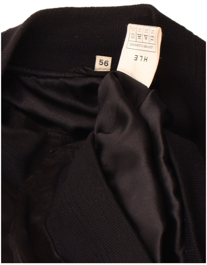 Męska zamszowa kurtka bomberka VINTAGE IT 56 3XL czarna skóra