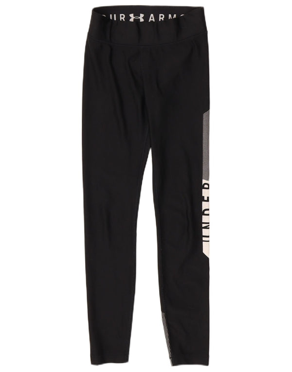 Under Armour Womens Heat Gear Leggings UK 8 Small Black Colourblock