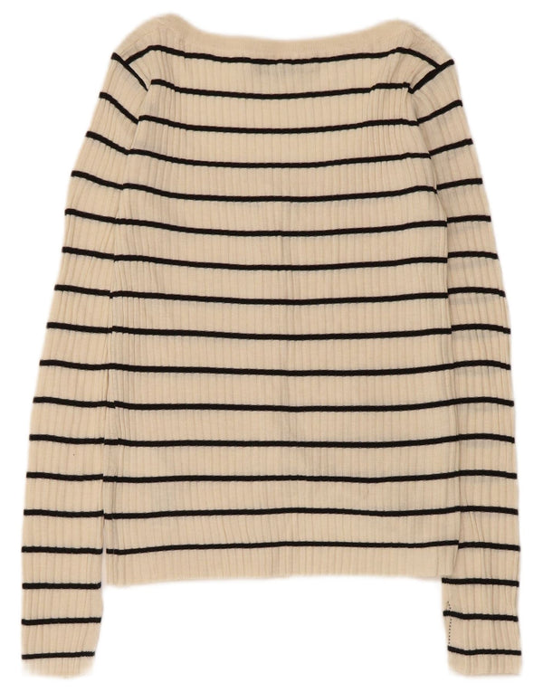 Sweter damski Zara Cardigan UK 8 w małe beżowe paski, akryl