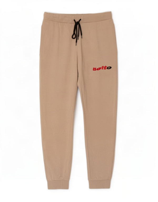 Lotto Womens Graphic Tracksuit Trousers Joggers UK 12 Medium Beige Cotton