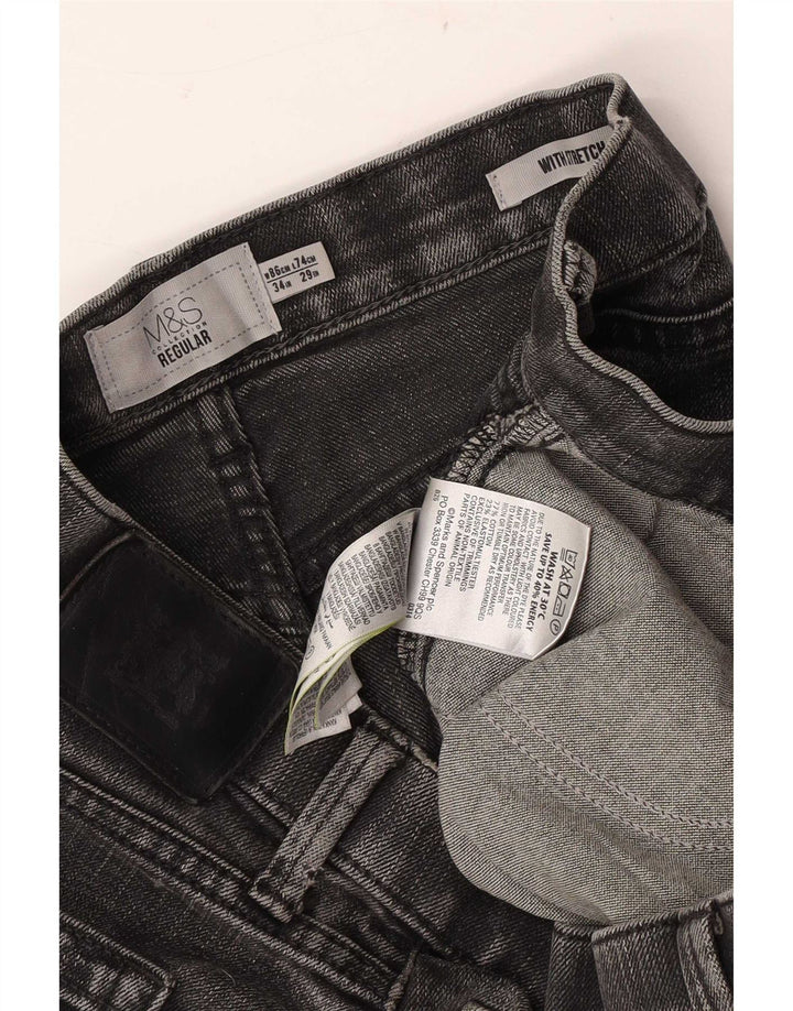 Marks & Spencer Męskie proste dżinsy o regularnym kroju W34 L29 Szara bawełna
