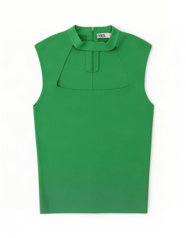 Damska bluzka bez rękawów Zara Top UK 10 Small, zielona wiskoza