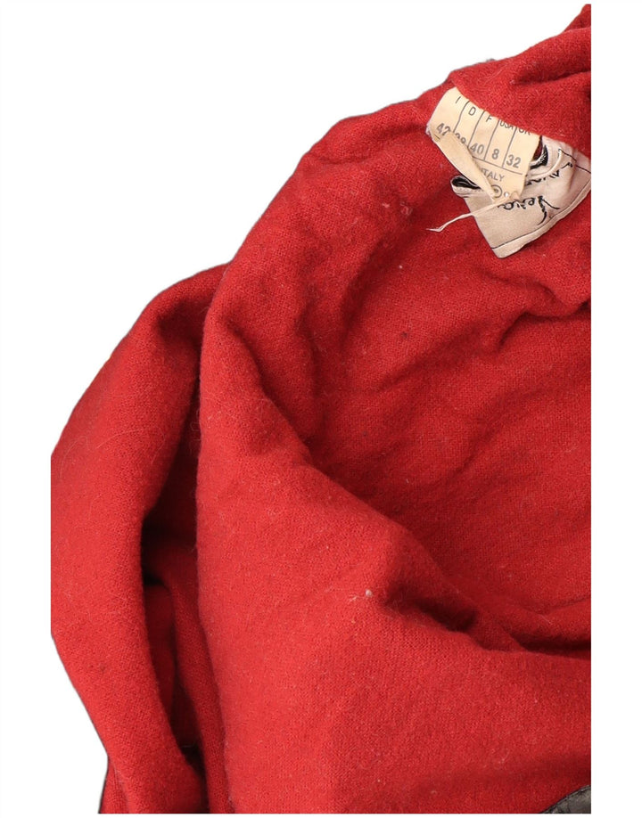 VINTAGE damski płaszcz skórzany z kapturem, oversize IT 42, średnia czarna skóra