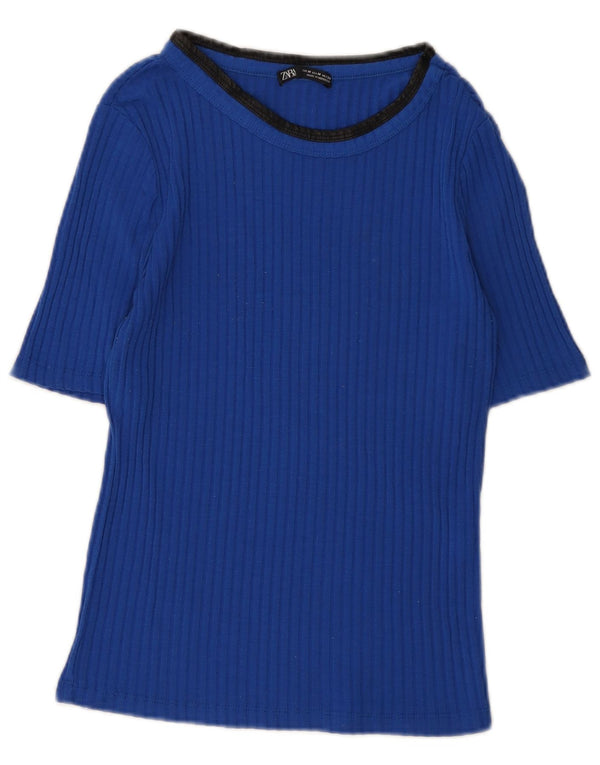 T-shirt damski Zara Top UK 12 średni niebieski