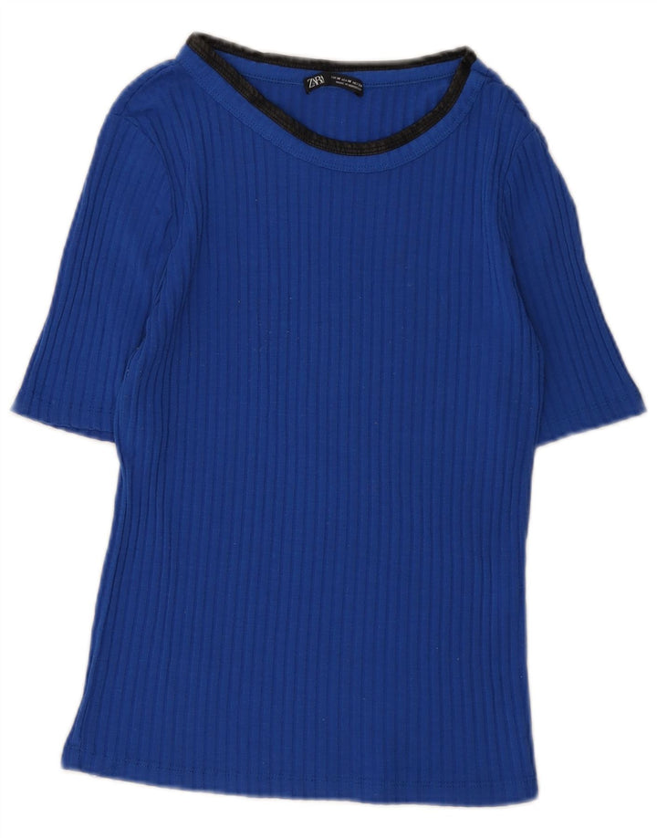 T-shirt damski Zara Top UK 12 średni niebieski