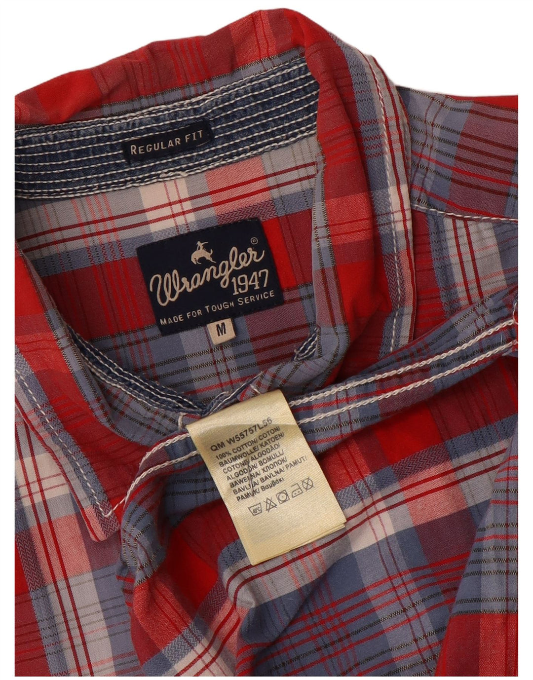 Koszula męska Wrangler z krótkim rękawem o regularnym kroju, bawełniana w średnią niebieską kratkę