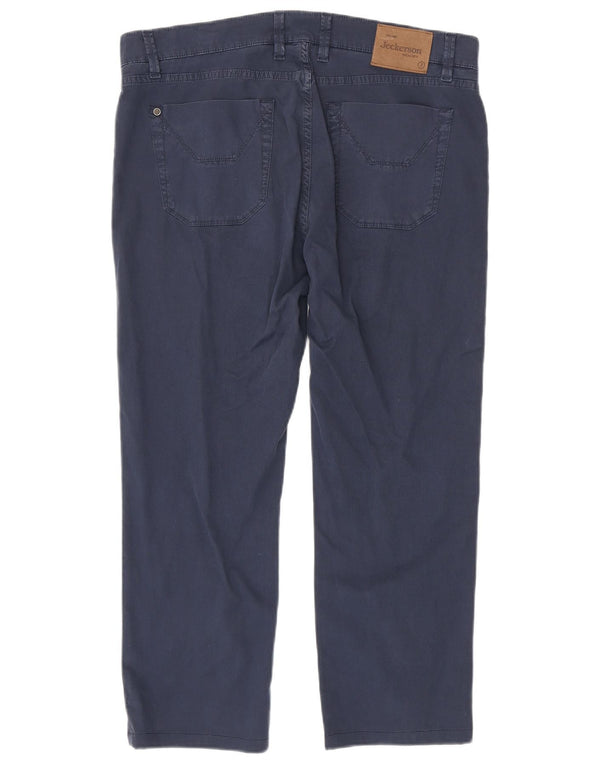 Jeckerson Mens Slim Fit Casual Trousers W36 L26 Navy Blue Cotton