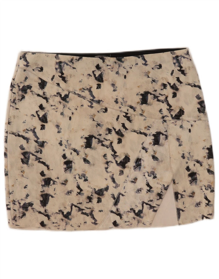 Spódnica mini Zara damska w abstrakcyjny wzór, duża, W30, beżowa