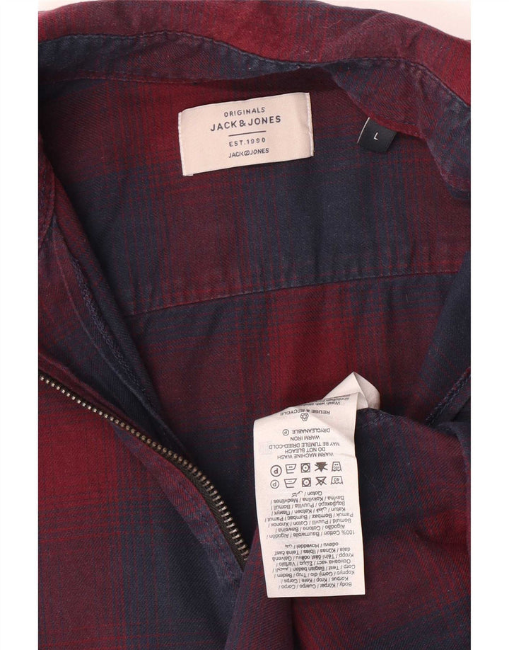 Męska koszula flanelowa Jack & Jones, duża, granatowa, bawełniana w kratę