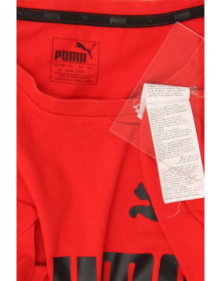 Męski T-shirt z grafiką Puma, duży, czerwony, bawełniany