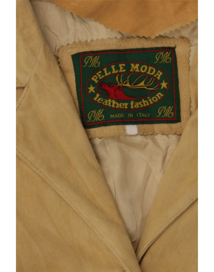 VINTAGE Womens Suede Overcoat UK 12 Medium Beige Leather Vintage Vintage and Second-Hand Vintage from Messina Hembry 