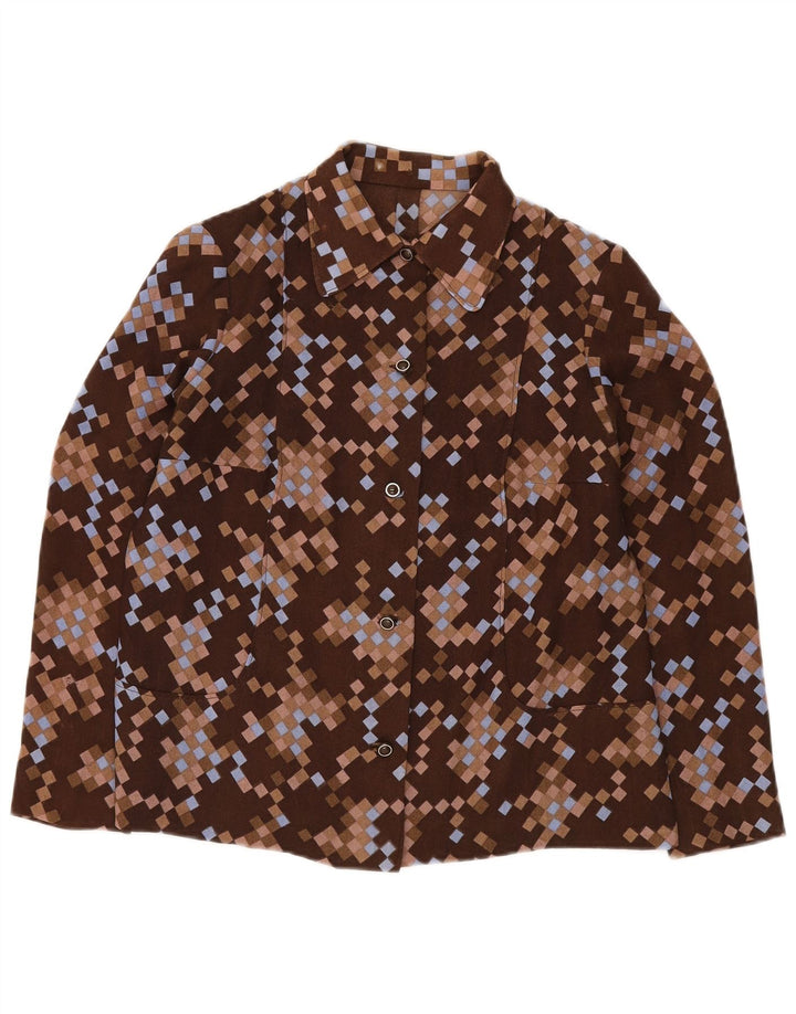 Damska kurtka bomberka VINTAGE UK 12 w kolorze średniego brązu, geometryczna