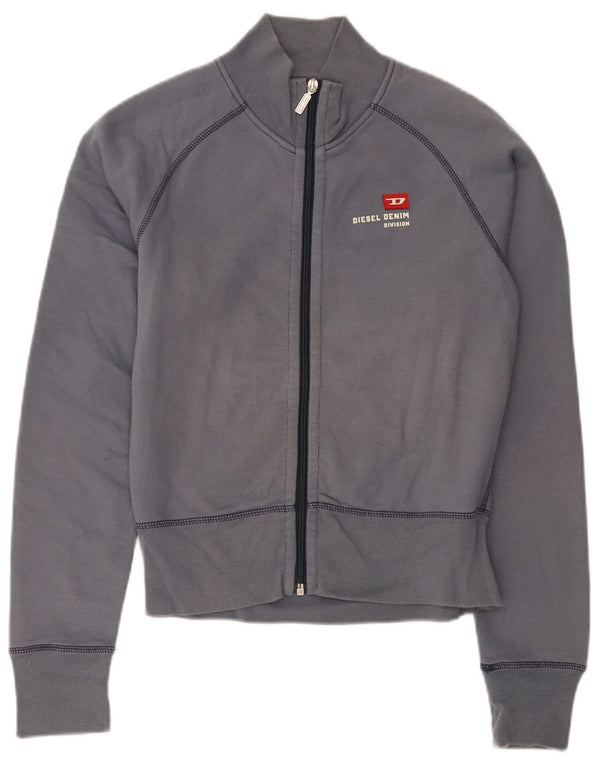 Damska kurtka dresowa Diesel o kroju Crop UK 14, duża, szara bawełna