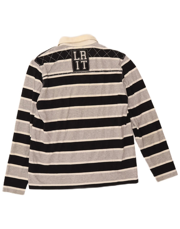 Męska koszulka polo do rugby z długim rękawem i grafiką LOTTO, w średnie czarne paski