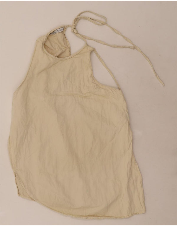 Damski top Zara Halter UK 10 Small w kolorze złamanej bieli, wiskoza
