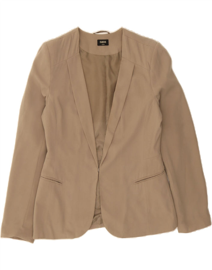 OASIS Womens Blazer Jacket UK 12 Medium Beige Polyester Vintage Oasis and Second-Hand Oasis from Messina Hembry 
