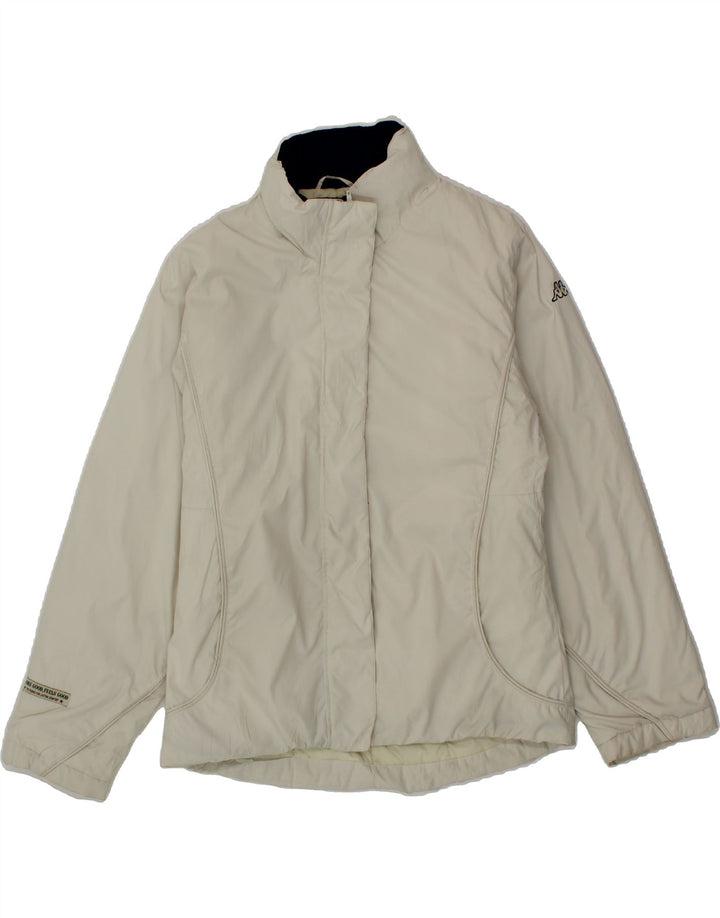 KAPPA Womens Windbreaker Jacket UK 14 Medium Off White Polyester Vintage Kappa and Second-Hand Kappa from Messina Hembry 