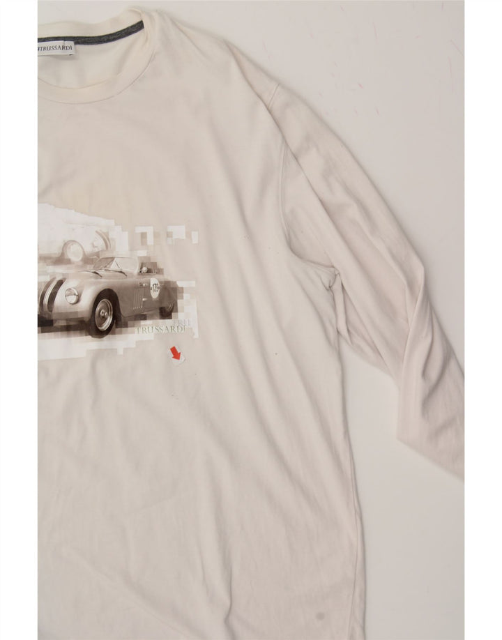 TRUSSARDI Womens Graphic Top Long Sleeve UK 18 XL White Vintage Trussardi and Second-Hand Trussardi from Messina Hembry 