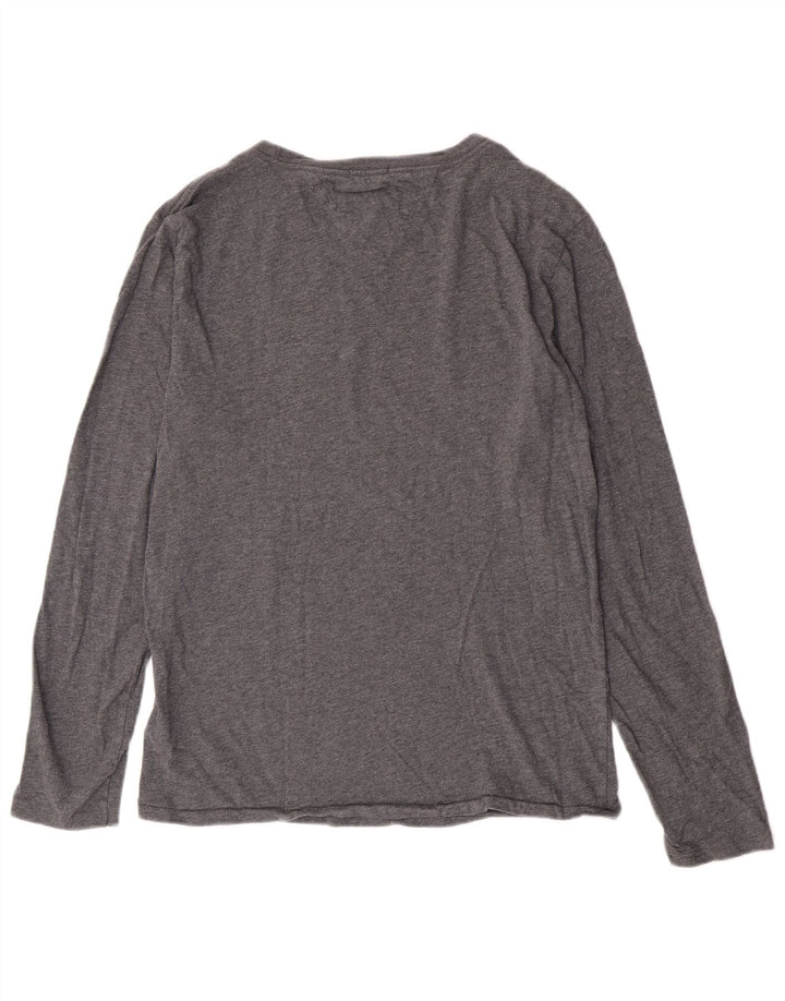 Męski top graficzny Tommy Hilfiger z długim rękawem, mały, szary, bawełniany