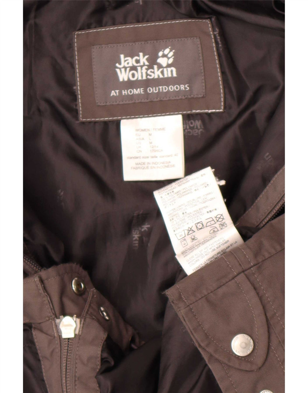 Damska kurtka przeciwdeszczowa Jack Wolfskin z kapturem UK 12/14 Średni szary poliamid