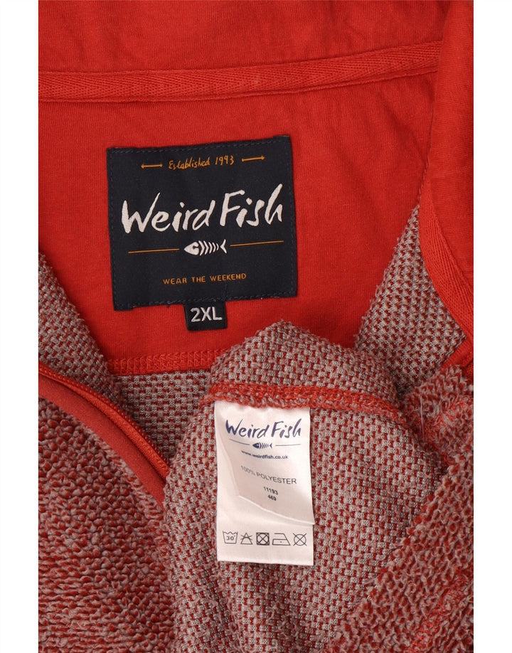 Męski sweter polarowy Weird Fish z zamkiem błyskawicznym, 2XL, bordowy poliester