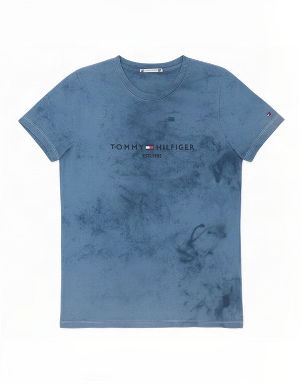 T-shirt damski Tommy Hilfiger Top UK 12 Średni niebieski Tie Dye Cotton