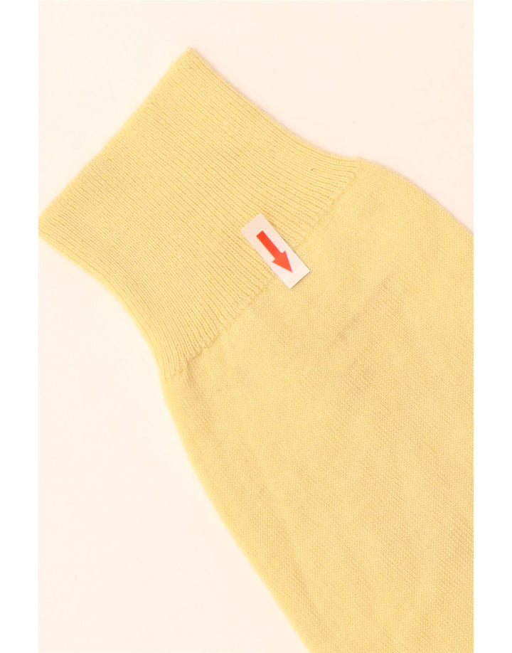 Vintage męski sweter z dekoltem w kształcie litery V, duży, żółty, z dziewiczej wełny