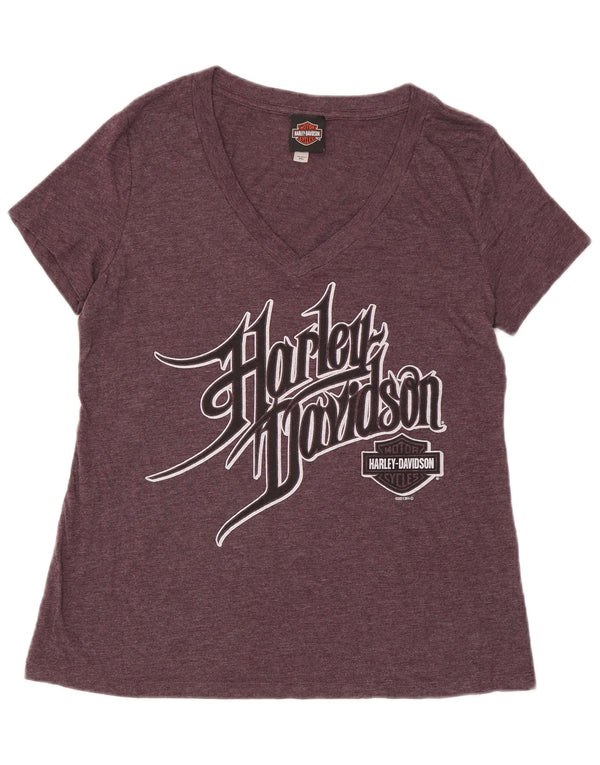 Harley Davidson Womens Graphic T-Shirt Top UK 20 2XL Purple Polyester