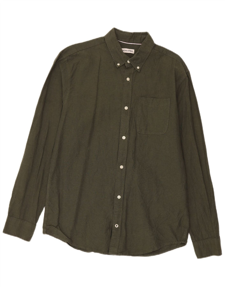 Koszula męska Jack & Jones, duża, bawełniana khaki