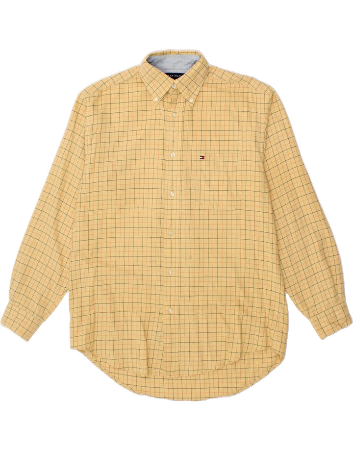TOMMY HILFIGER Koszula męska w małą żółtą kratkę, bawełniana