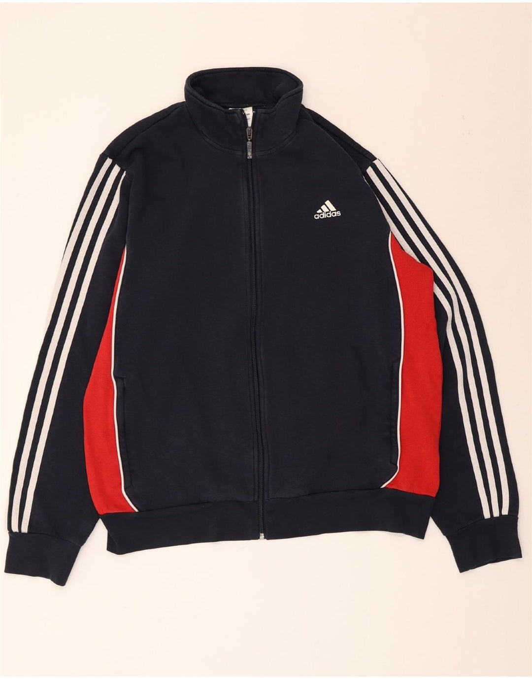 Adidas Męska bluza dresowa XL, granatowa, z blokami kolorów, bawełniana