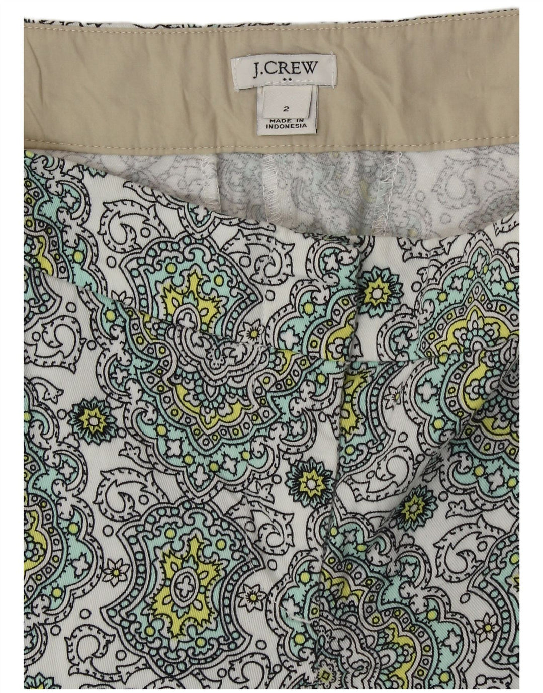 Damskie spodenki chino J. CREW US 2 XS W28, wielokolorowa bawełna Paisley