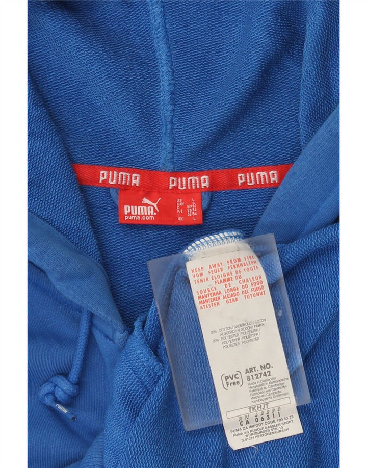 Męski sweter Puma z grafiką i zamkiem błyskawicznym, duży, niebieski, bawełniany