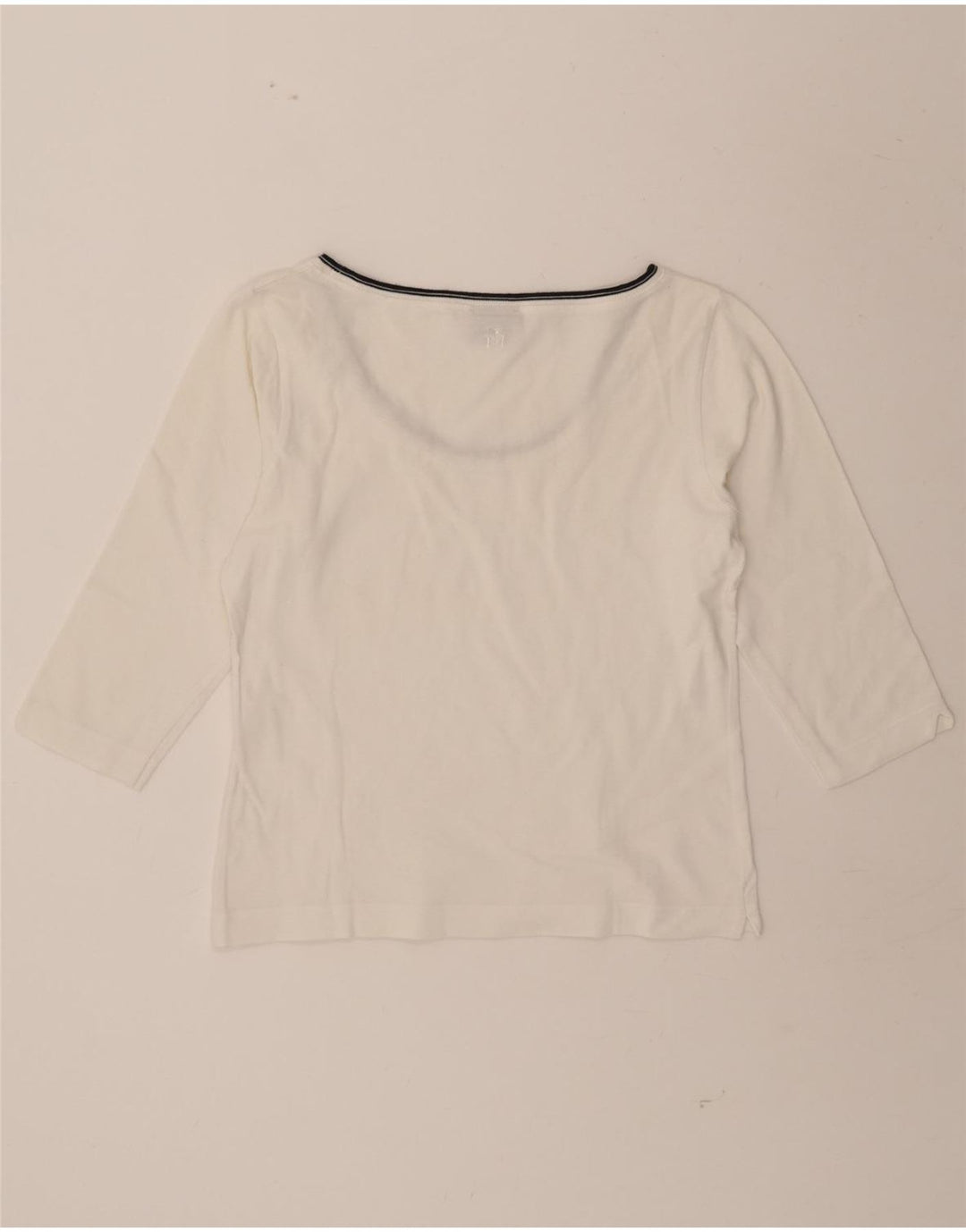 TRUSSARDI JEANS Womens Top 3/4 Sleeve UK 14 Medium White Cotton Vintage Trussardi Jeans and Second-Hand Trussardi Jeans from Messina Hembry 
