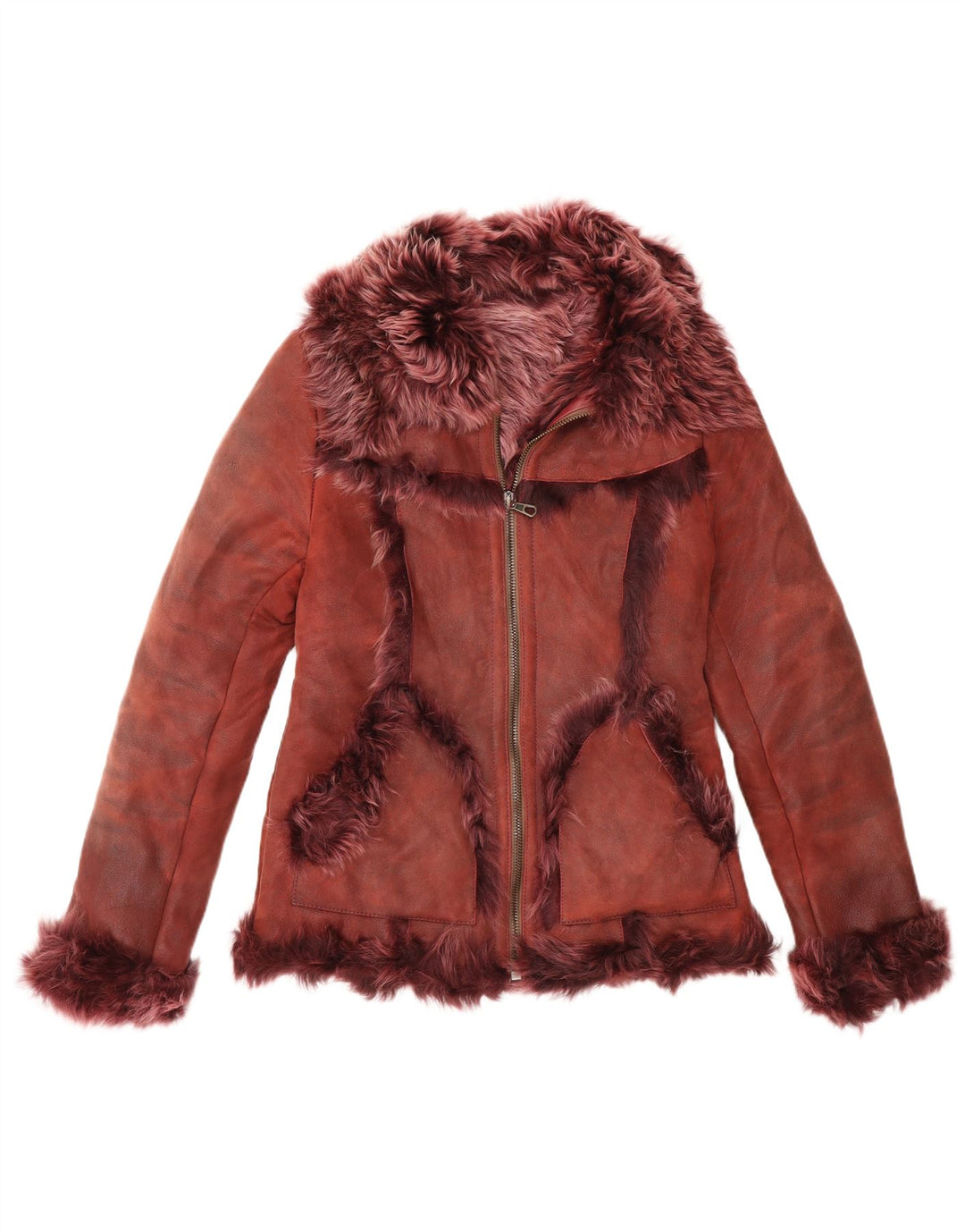L'autre Chose Damska kurtka Shearling UK 10 Small Burgund