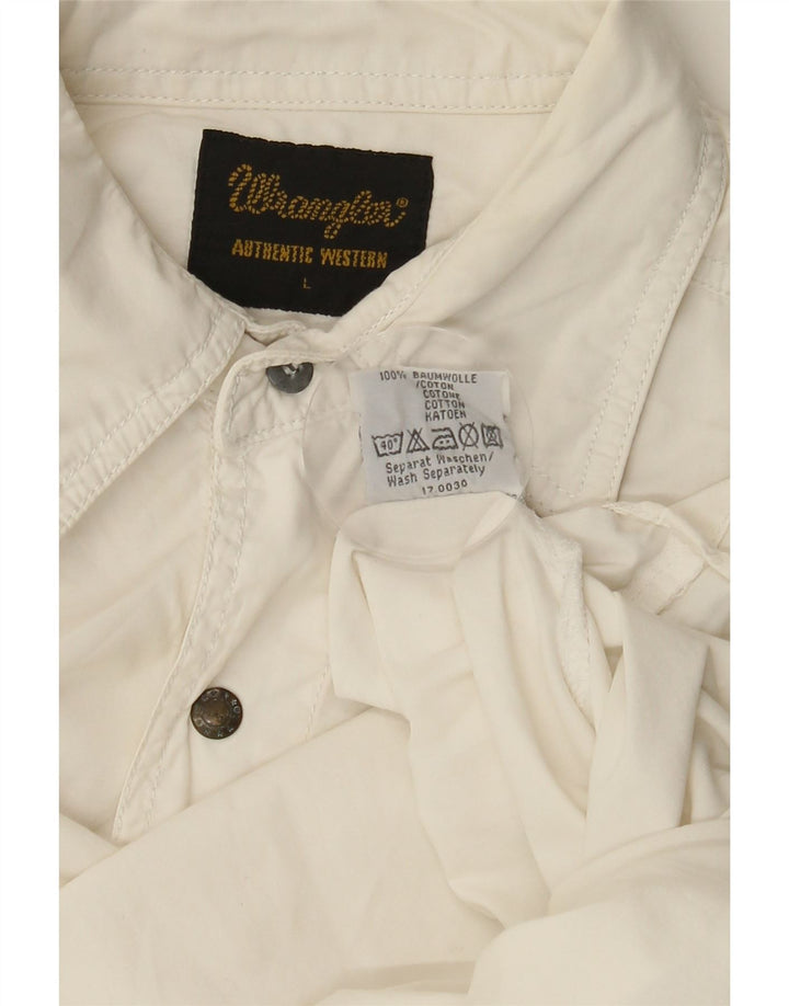 WRANGLER Mens Short Sleeve Shirt Large White Cotton