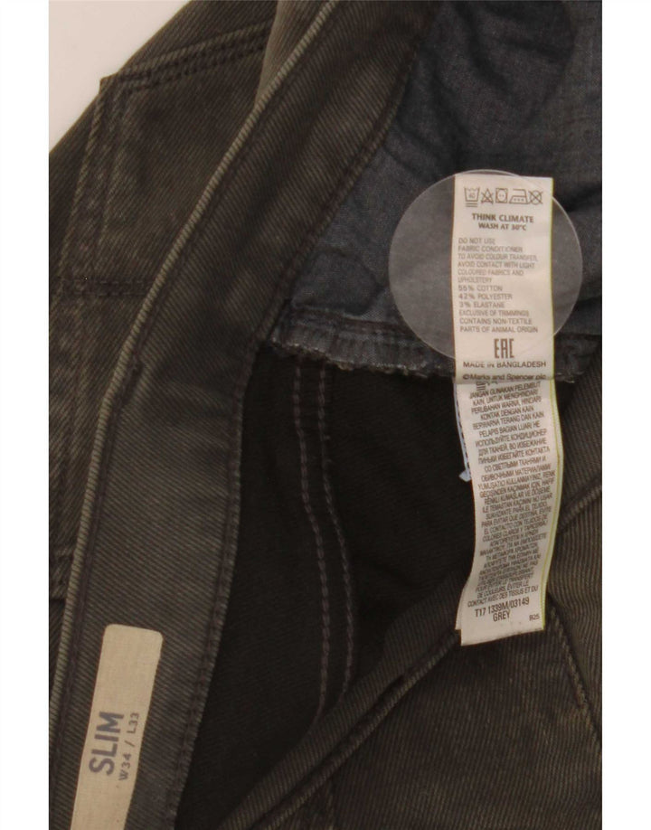 Marks & Spencer Męskie jeansy slim W34 L33 Szara bawełna