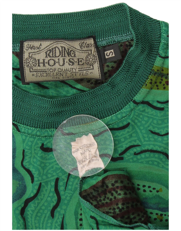 Męska koszulka VINTAGE z abstrakcyjnym wzorem, mała, zielona bawełna