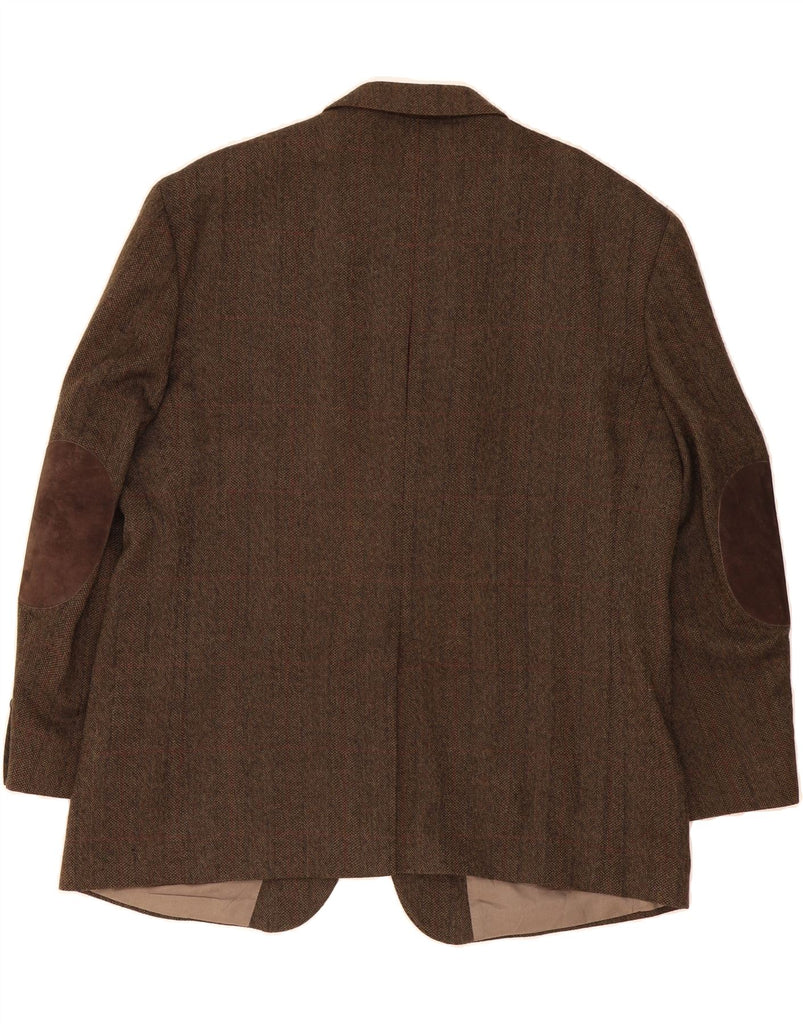 OSCAR DE LA RENTA Mens 2 Button Blazer Jacket UK 46 3XL Brown Herringbone Vintage Oscar De La Renta and Second-Hand Oscar De La Renta from Messina Hembry 