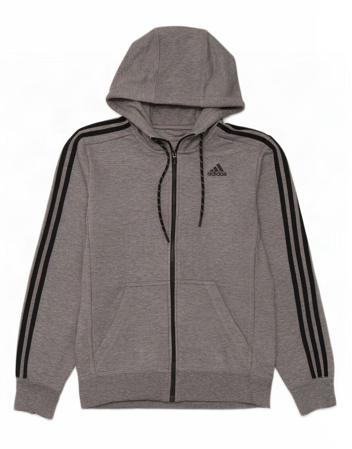 Adidas Męski sweter z kapturem Climalite Zip, mały, szary, nakrapiany poliester