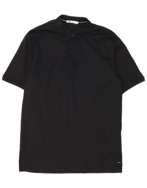 Męska koszulka polo Zara, mała, czarna, bawełniana