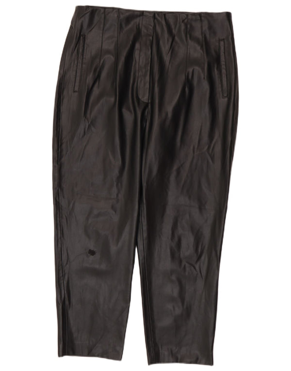Damskie zwężane spodnie ze sztucznej skóry Zara 2XL W34 L26 Czarny poliester