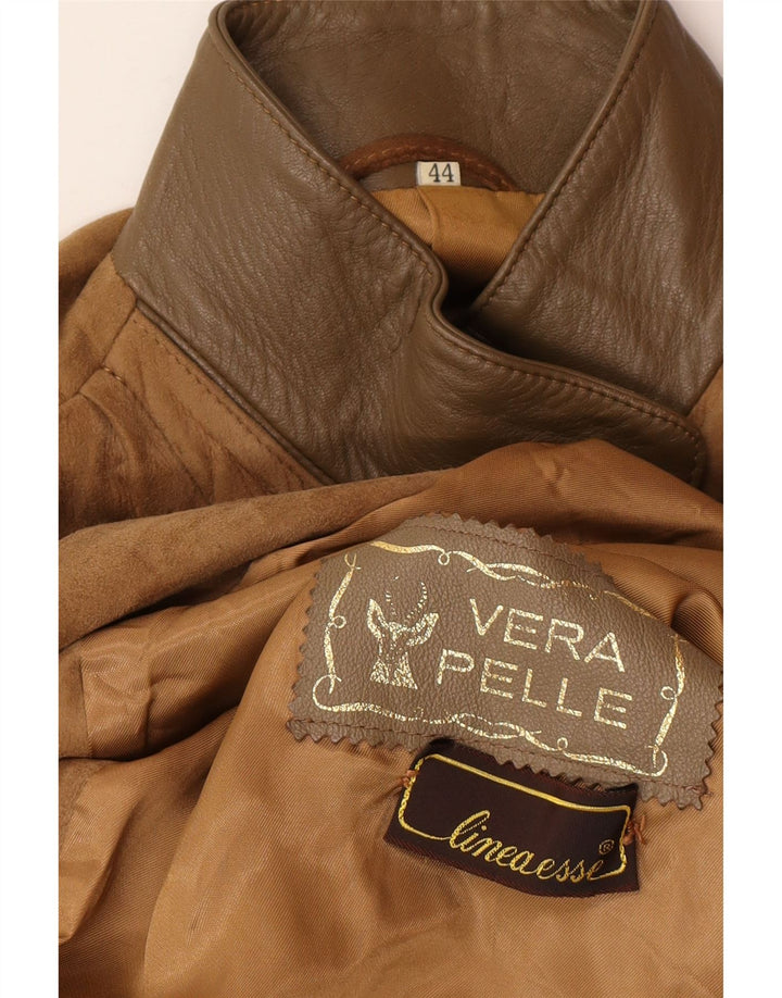 Vintage damska zamszowa kurtka oversize IT 44 ze średniej brązowej skóry