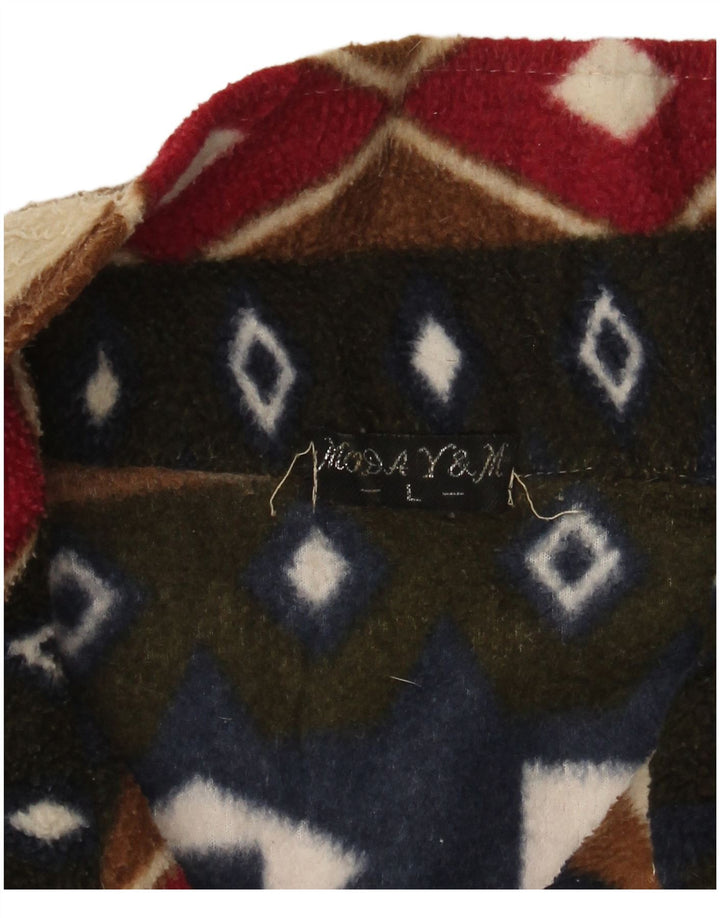 Damska kurtka polarowa oversize VINTAGE UK 16, duża, wielokolorowa, geometryczna